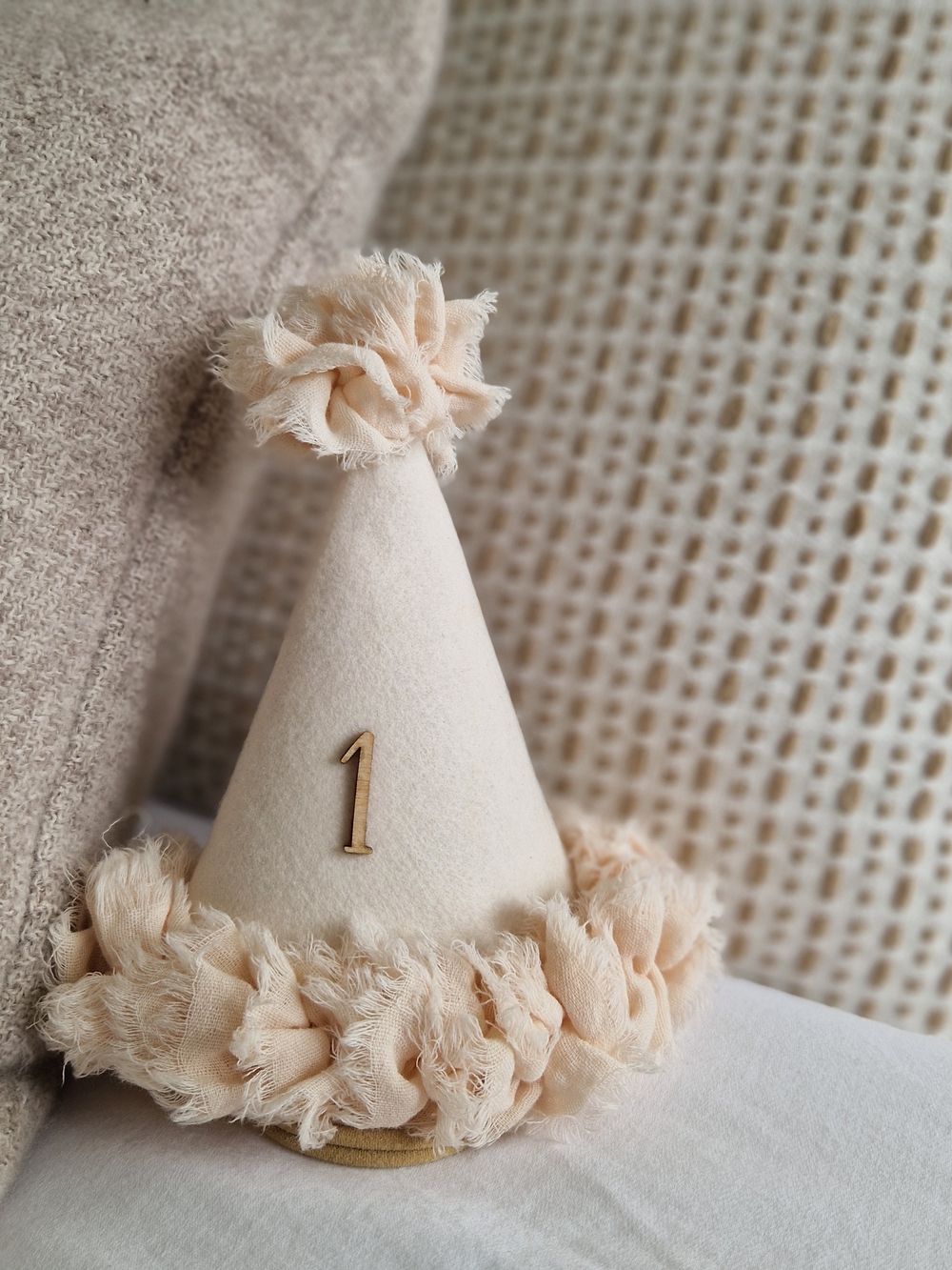 First Birthday Party Hat for Kids - Cream